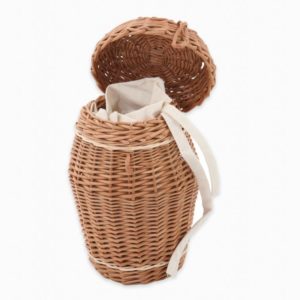 Ashes urn in buff willow inlaid with cream bands with cotton intertor